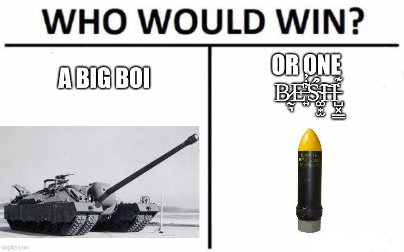 BESH is the clear winner | A BIG BOI; OR ONE B̷̰͉͘E̵͍͋̓Ś̴͚͙̫̉͠H̵̺͓̳̒͊ | image tagged in memes,who would win | made w/ Imgflip meme maker