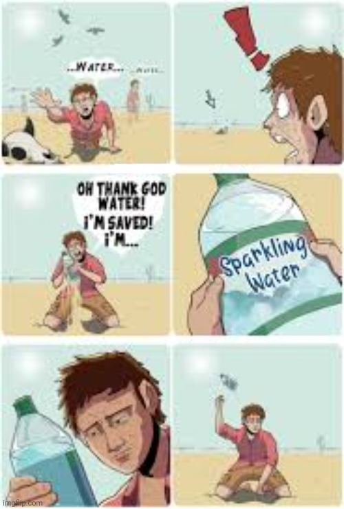 Sparkling water | image tagged in comics/cartoons,comics,comic,water bottle,water | made w/ Imgflip meme maker