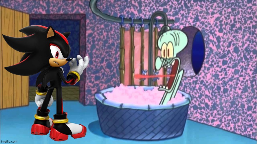 Shadow drops by Squidward's house | image tagged in who dropped by squidward's house | made w/ Imgflip meme maker