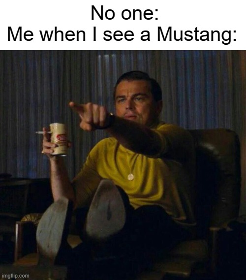 HAHAHA REFERENCE | No one:
Me when I see a Mustang: | image tagged in blank white template,point at screen | made w/ Imgflip meme maker