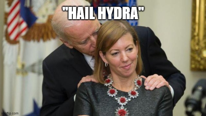 Creepy Joe Biden | "HAIL HYDRA" | image tagged in creepy joe biden | made w/ Imgflip meme maker