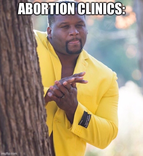 Black guy hiding behind tree | ABORTION CLINICS: | image tagged in black guy hiding behind tree | made w/ Imgflip meme maker