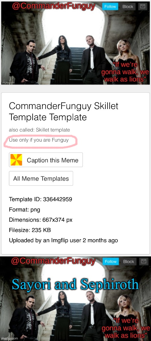 Bet | Sayori and Sephiroth | image tagged in commanderfunguy skillet template | made w/ Imgflip meme maker