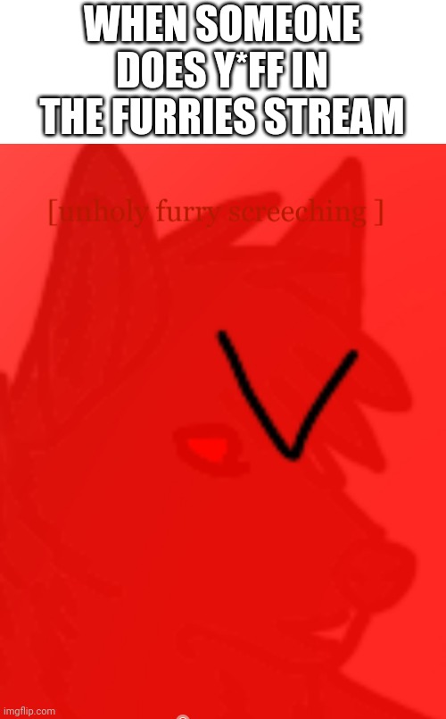 Unholy furry screeching | WHEN SOMEONE DOES Y*FF IN THE FURRIES STREAM | image tagged in unholy furry screeching | made w/ Imgflip meme maker