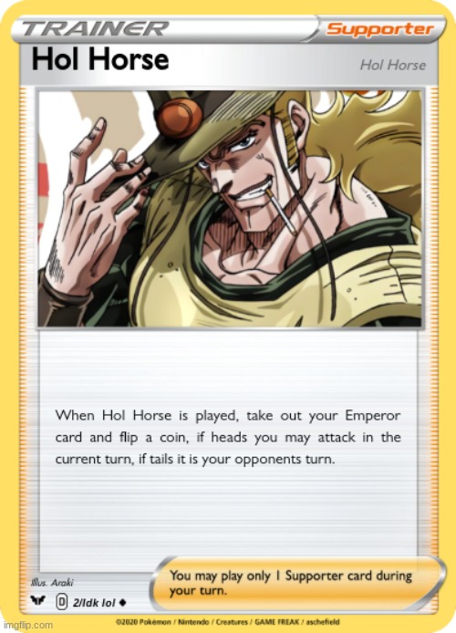 I made a hol horse pokemon card | image tagged in jojo's bizarre adventure,pokemon | made w/ Imgflip meme maker