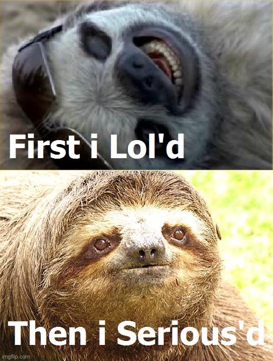 Sloth first I lol’d | image tagged in sloth first i lol d | made w/ Imgflip meme maker