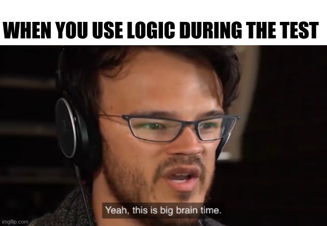 this is big brain time | WHEN YOU USE LOGIC DURING THE TEST | image tagged in big brain time | made w/ Imgflip meme maker