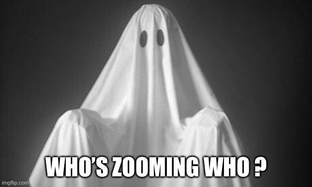 Ghost | WHO’S ZOOMING WHO ? | image tagged in ghost | made w/ Imgflip meme maker