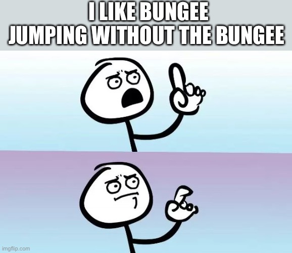 Hold up |  I LIKE BUNGEE JUMPING WITHOUT THE BUNGEE | image tagged in speechless stickman | made w/ Imgflip meme maker