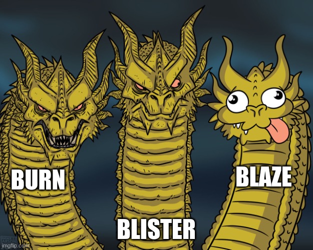 It's true | BLAZE; BURN; BLISTER | image tagged in three dragons | made w/ Imgflip meme maker