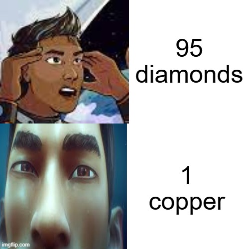 95 diamonds; 1 copper | image tagged in subnautica | made w/ Imgflip meme maker