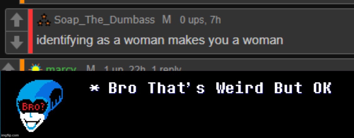 context : im trolling her | image tagged in bro thats weird | made w/ Imgflip meme maker