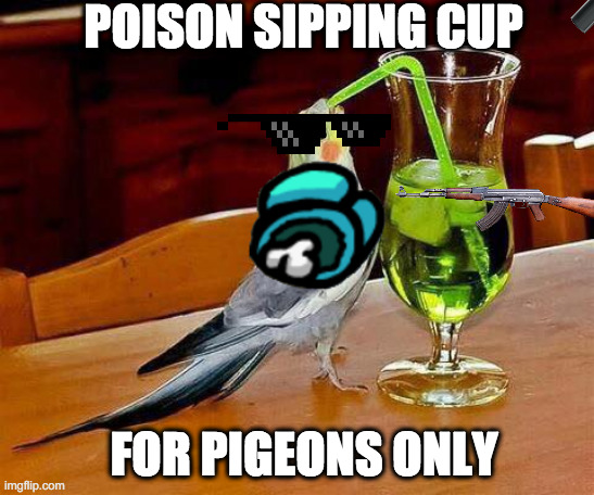 Big Sip | POISON SIPPING CUP; FOR PIGEONS ONLY | image tagged in big sip | made w/ Imgflip meme maker