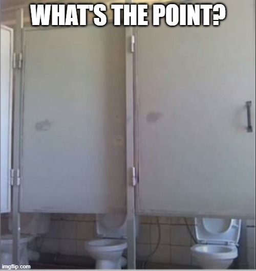 Why Even Have Stalls | WHAT'S THE POINT? | image tagged in you had one job | made w/ Imgflip meme maker