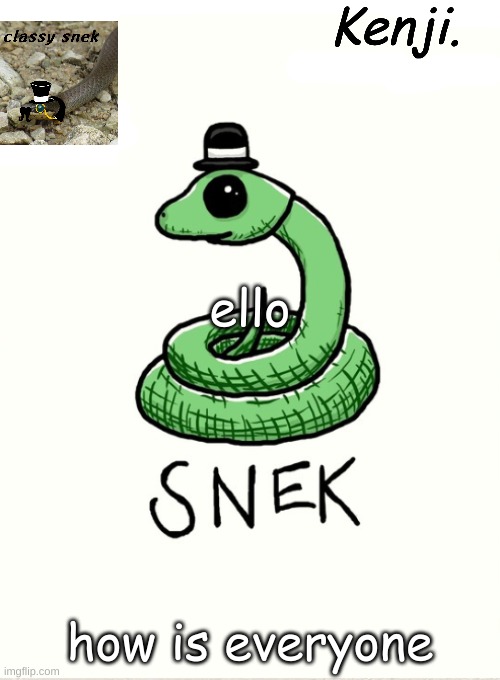 snek | ello; how is everyone | image tagged in snek | made w/ Imgflip meme maker