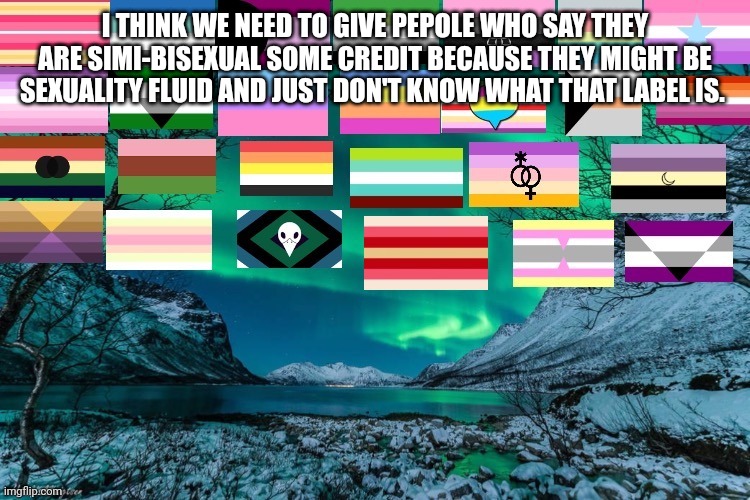Though some of them just want to be popular | I THINK WE NEED TO GIVE PEPOLE WHO SAY THEY ARE SIMI-BISEXUAL SOME CREDIT BECAUSE THEY MIGHT BE SEXUALITY FLUID AND JUST DON'T KNOW WHAT THAT LABEL IS. | image tagged in northern lights announcement | made w/ Imgflip meme maker