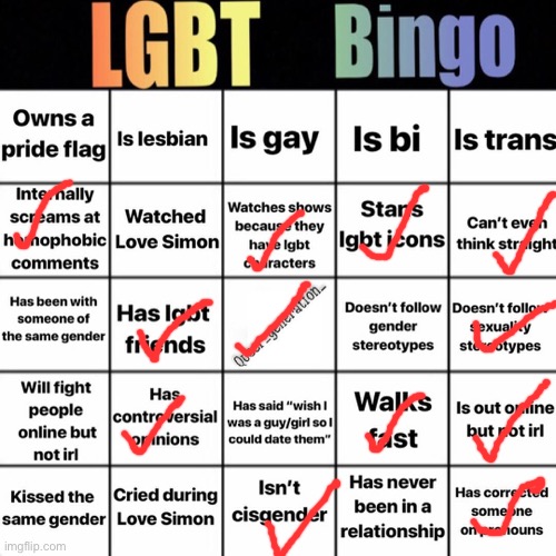 LGBTQ bingo | image tagged in lgbtq bingo | made w/ Imgflip meme maker
