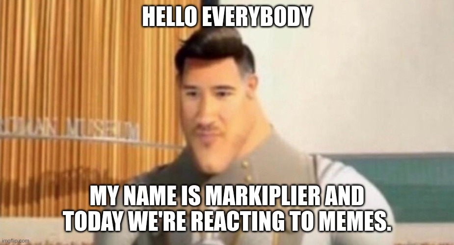 HELLO EVERYBODY; MY NAME IS MARKIPLIER AND TODAY WE'RE REACTING TO MEMES. | image tagged in markiplier,stupid | made w/ Imgflip meme maker