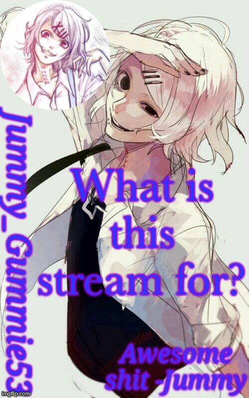 Colonel note: I dunno | What is this stream for? | image tagged in jummy's juuzou temp | made w/ Imgflip meme maker