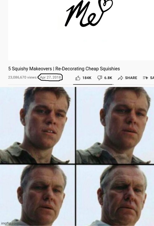 image tagged in matt damon aging | made w/ Imgflip meme maker