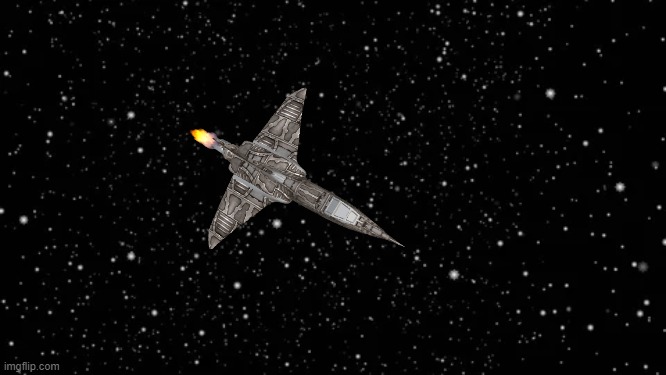 A KSB Model 1 flying through space | image tagged in space | made w/ Imgflip meme maker