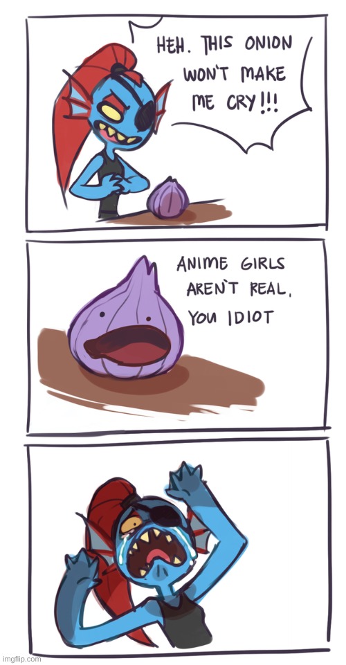 undyne vs onion | image tagged in undyne vs onion | made w/ Imgflip meme maker