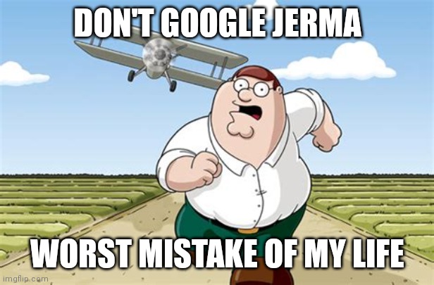 Worst mistake of my life | DON'T GOOGLE JERMA; WORST MISTAKE OF MY LIFE | image tagged in worst mistake of my life | made w/ Imgflip meme maker