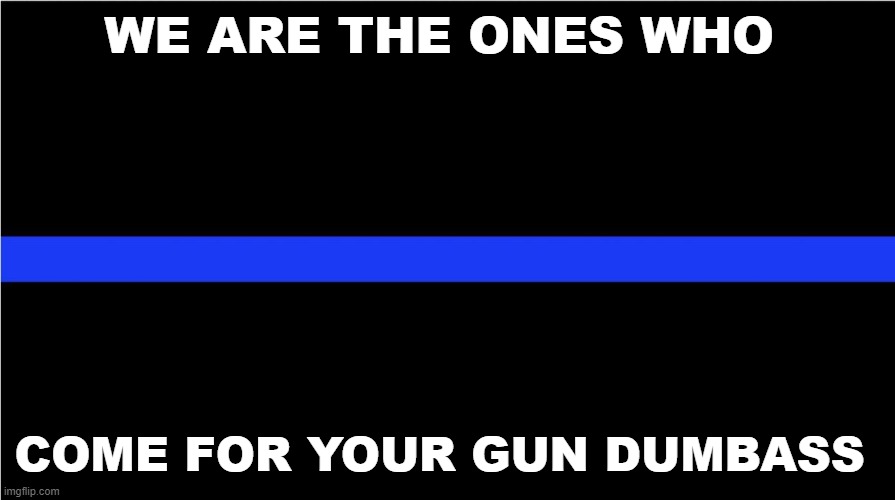 we take your guns | WE ARE THE ONES WHO; COME FOR YOUR GUN DUMBASS | image tagged in thin blue line,nazis,donald trump,traitors | made w/ Imgflip meme maker