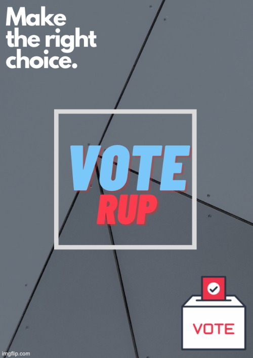 Vote RUP! Make the right choice! IG for prez | image tagged in memes,unfunny | made w/ Imgflip meme maker