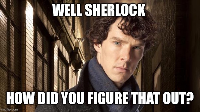 Sherlock holmes | WELL SHERLOCK HOW DID YOU FIGURE THAT OUT? | image tagged in sherlock holmes | made w/ Imgflip meme maker