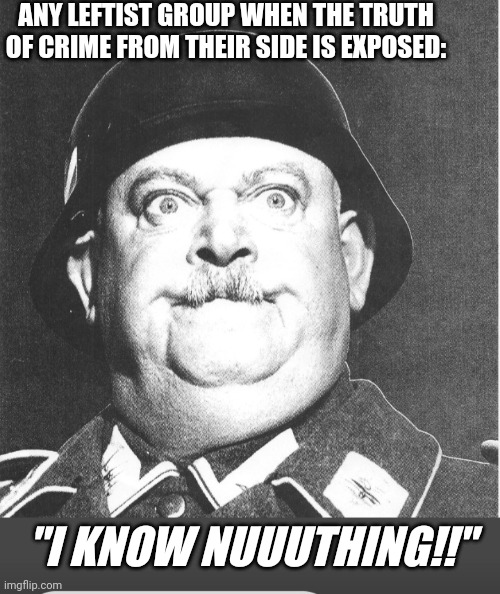 ANY LEFTIST GROUP WHEN THE TRUTH OF CRIME FROM THEIR SIDE IS EXPOSED: "I KNOW NUUUTHING!!" | made w/ Imgflip meme maker