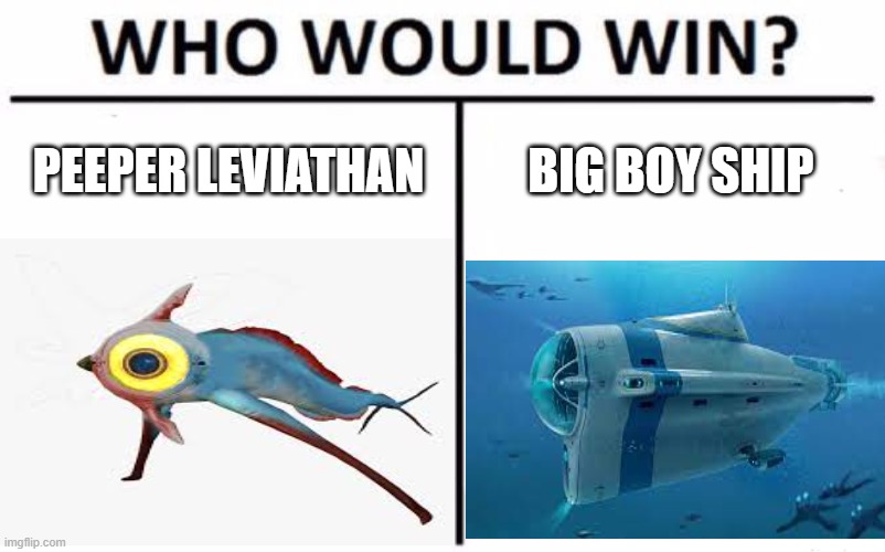 PEEPER LEVIATHAN; BIG BOY SHIP | image tagged in who would win | made w/ Imgflip meme maker