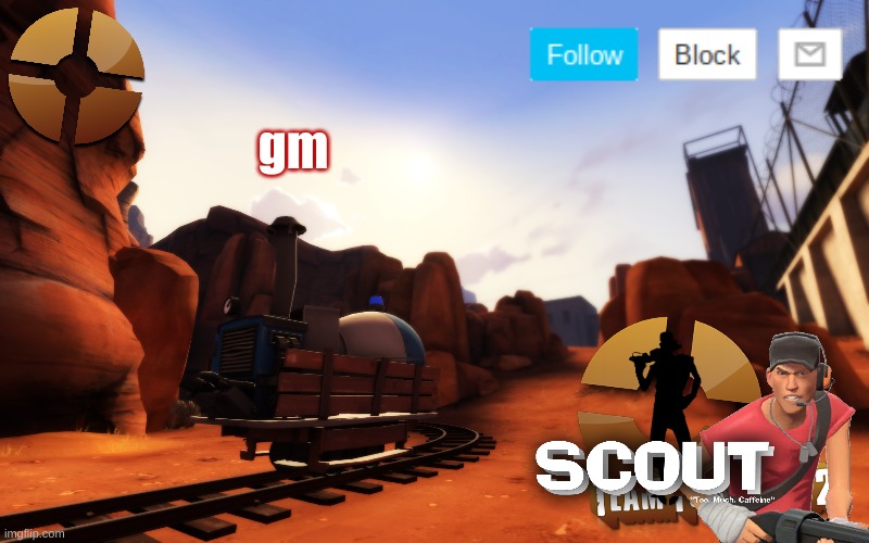 mornin mates | gm | image tagged in scout announcement temp 3 | made w/ Imgflip meme maker