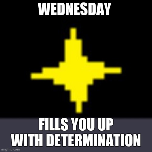 X Fills You With Determination | WEDNESDAY FILLS YOU UP WITH DETERMINATION | image tagged in x fills you with determination | made w/ Imgflip meme maker