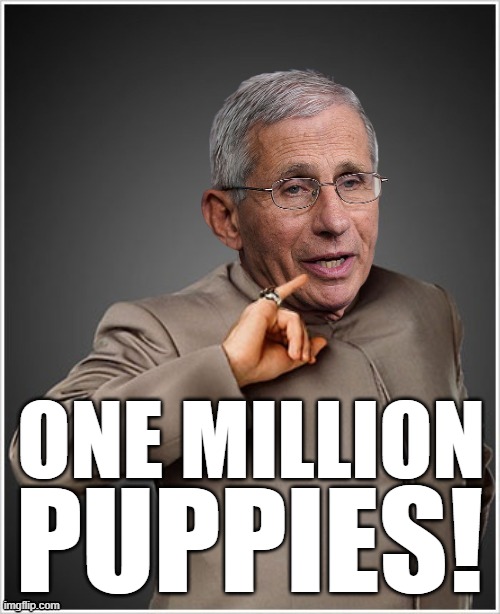 That's one sick puppy | ONE MILLION; PUPPIES! | image tagged in dr evil fauci,beagle,gain of function,fauci,memes | made w/ Imgflip meme maker