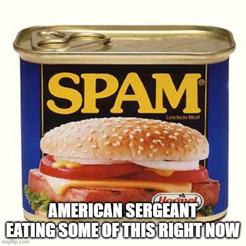 5 dang memes at once | AMERICAN SERGEANT EATING SOME OF THIS RIGHT NOW | image tagged in spam | made w/ Imgflip meme maker