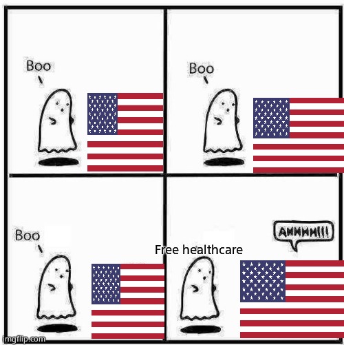 Ghost Boo | Free healthcare | image tagged in ghost boo | made w/ Imgflip meme maker