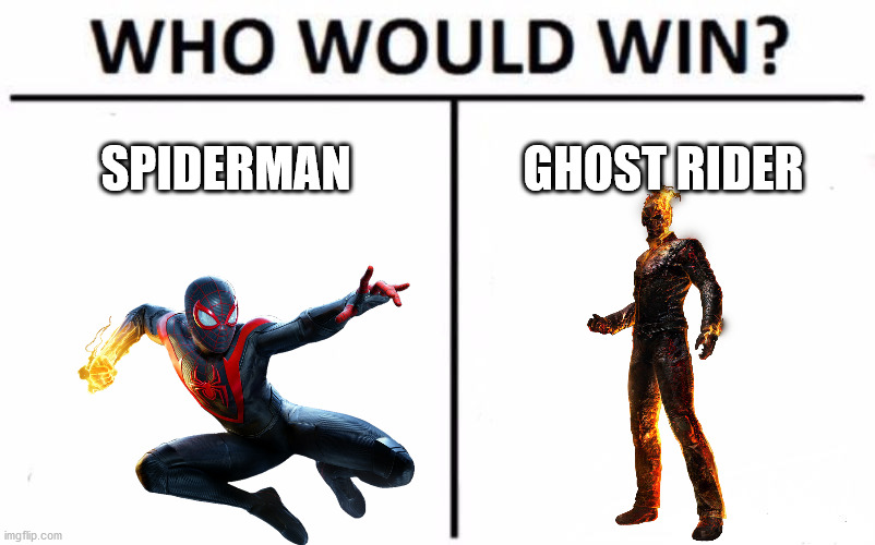 Who Would Win? | SPIDERMAN; GHOST RIDER | image tagged in memes,who would win | made w/ Imgflip meme maker