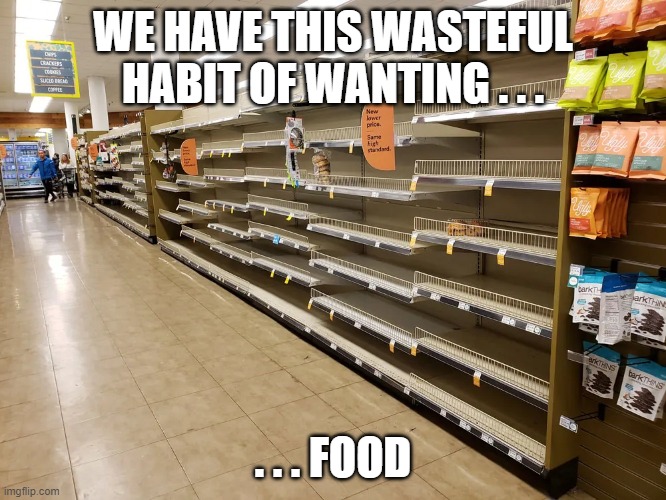 WE HAVE THIS WASTEFUL HABIT OF WANTING . . . . . . FOOD | made w/ Imgflip meme maker