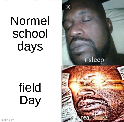 field day | Normel school days; field Day | image tagged in memes,sleeping shaq | made w/ Imgflip meme maker