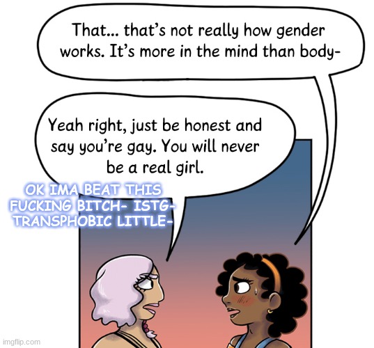 OK IMA BEAT THIS FUCKING BITCH- ISTG- TRANSPHOBIC LITTLE- | made w/ Imgflip meme maker