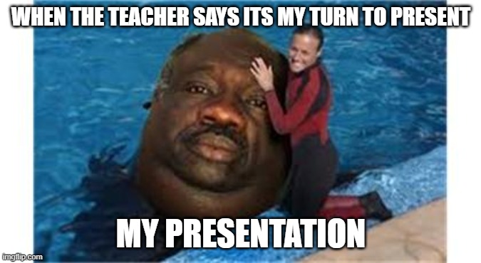 Random... Something | WHEN THE TEACHER SAYS ITS MY TURN TO PRESENT; MY PRESENTATION | image tagged in random something | made w/ Imgflip meme maker