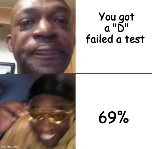 69,420 | You got a "D" failed a test; 69% | image tagged in yellow sunglasses | made w/ Imgflip meme maker