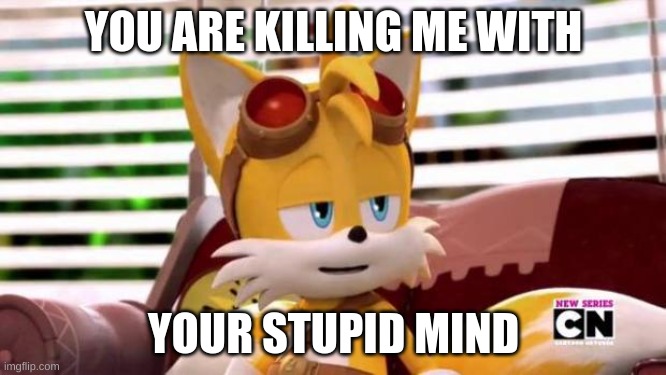 Scumbag Tails | YOU ARE KILLING ME WITH; YOUR STUPID MIND | image tagged in scumbag tails | made w/ Imgflip meme maker