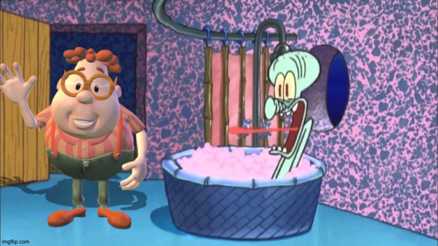 Carl goes to Squidward's house | image tagged in who dropped by squidward's house | made w/ Imgflip meme maker