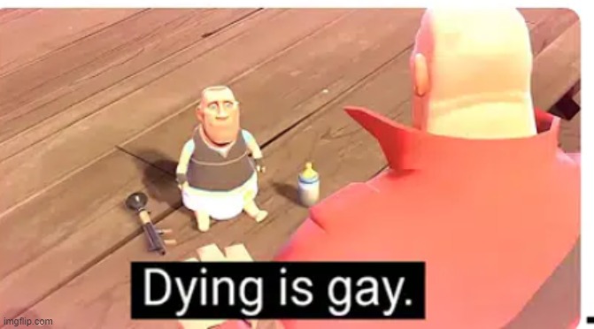 Dying is gay | image tagged in dying is gay | made w/ Imgflip meme maker