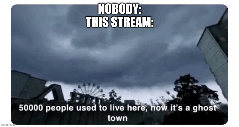 ghost town | NOBODY:
THIS STREAM: | image tagged in ghost town | made w/ Imgflip meme maker