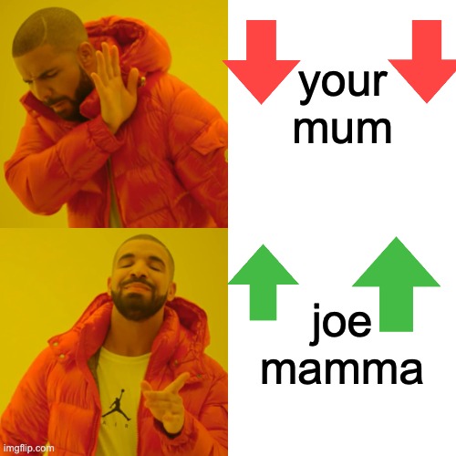 joe mama | your mum; joe mamma | image tagged in memes,drake hotline bling | made w/ Imgflip meme maker