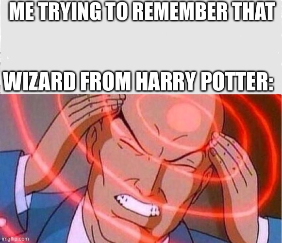Good title | ME TRYING TO REMEMBER THAT; WIZARD FROM HARRY POTTER: | image tagged in me trying to remember,harry potter,yeah this is big brain time,oh wow are you actually reading these tags,stop reading the tags | made w/ Imgflip meme maker