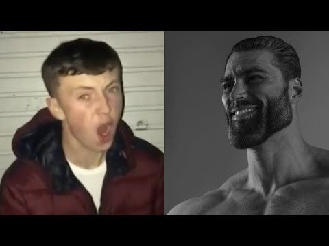 High Quality giga chad vs fan Blank Meme Template